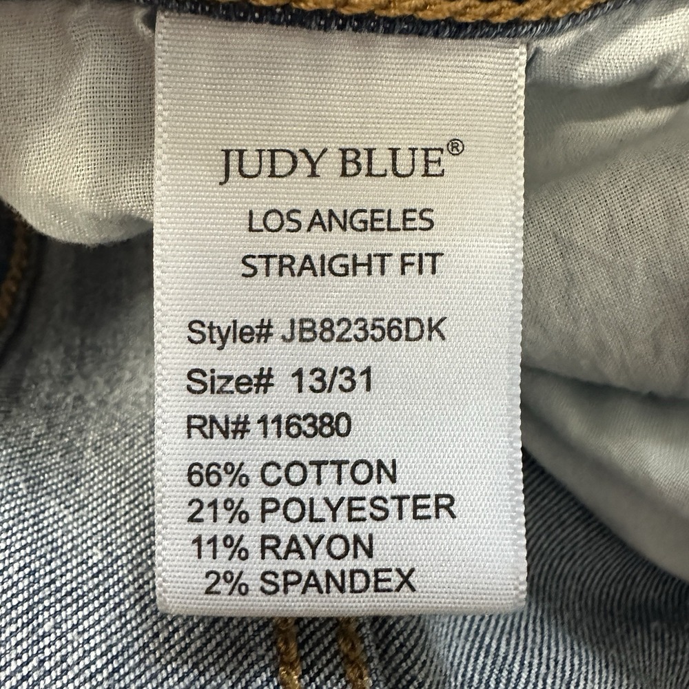 Judy Blue Straight Fit Jeans Womens Size 13/31 Medium Wash Denim Stretch - Picture 6 of 6